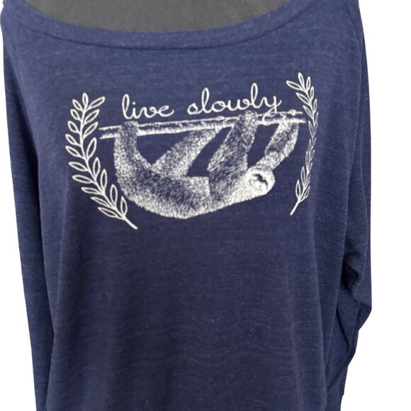 American Apparel Womens "Live Slowly" Sloth Graphic Long-Sleeve Slouchy Sweatshi - Picture 2 of 5